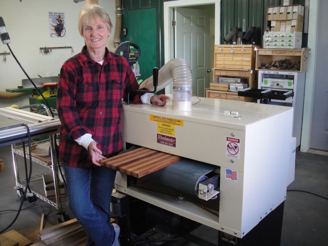 Caroline Spurgeon has made over 3,000 weaving looms with her Woodmaster Drum Sander